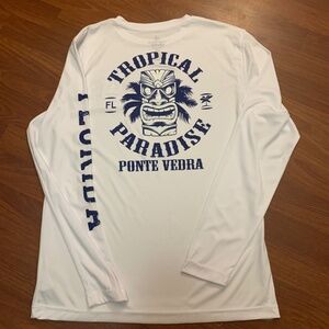 Beach tiki mask White blue UV protection/Long sleeve tee Ponte Vedra paradise